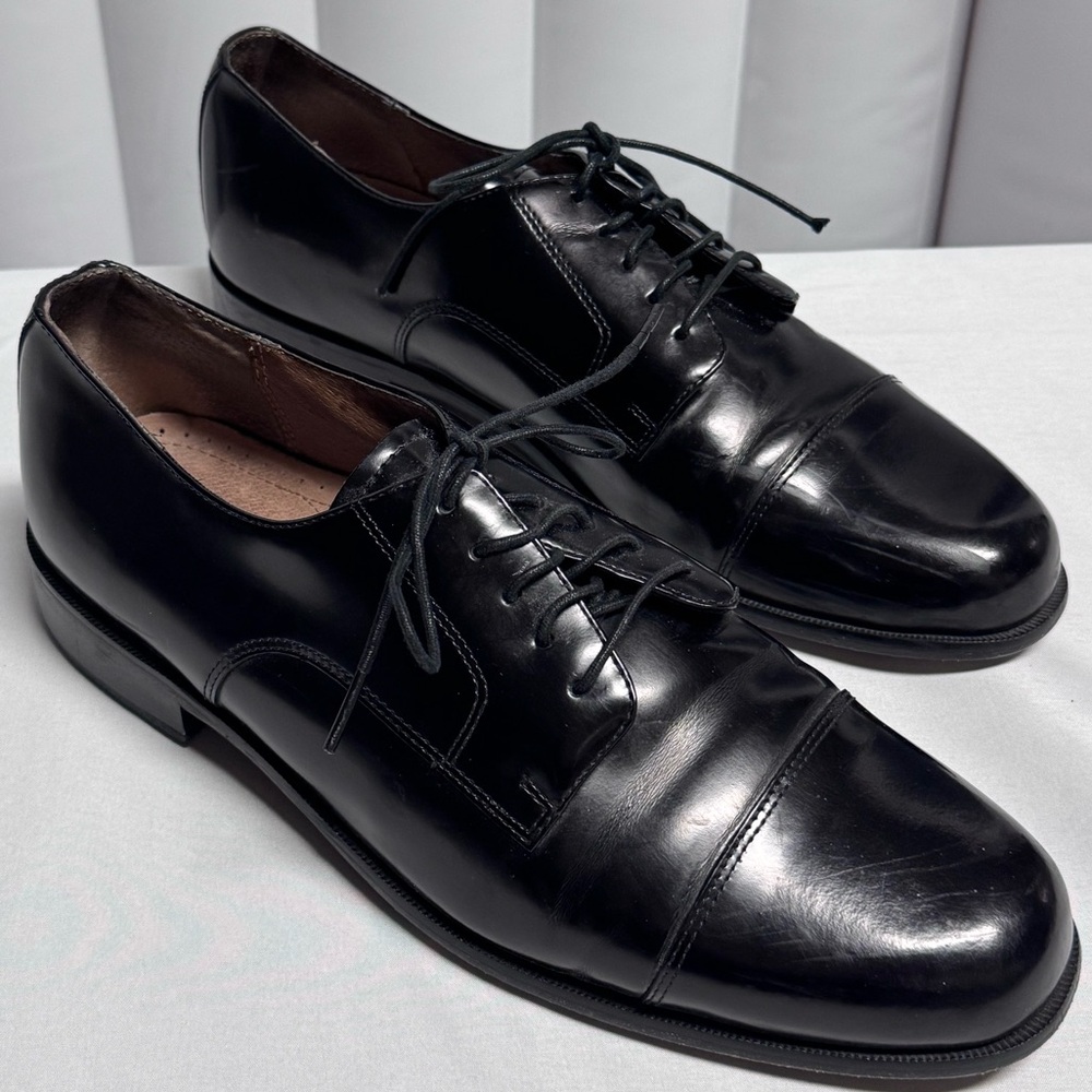 Bostonian Black Andover Leather Cap‎ Toe Mens Oxfords Sz 10